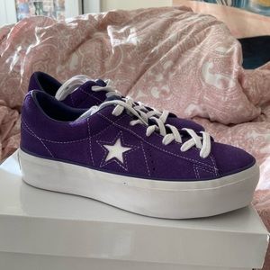 Purple Converse One Star Platform Sneakers